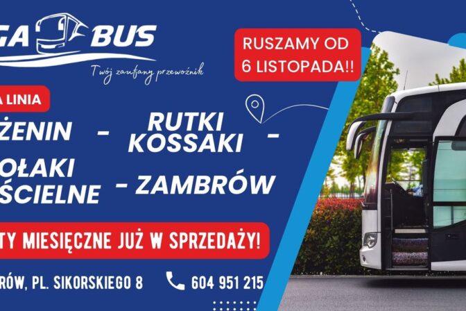 Nowa linia Zambrów – Mężenin – Zambrów: ERIGA BUS rozszerza ofertę komunikacyjną!